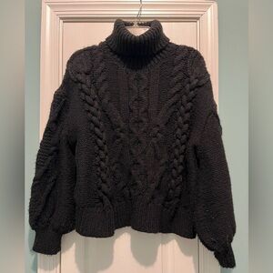 Zara Oversized Cable Knit Turtleneck Sweater Size Large